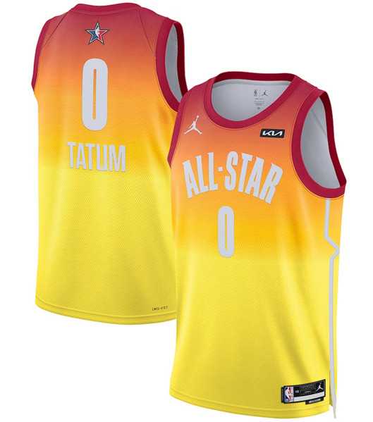 Mens 2023 All-Star #0 Jayson Tatum Orange Game Swingman Stitched Basketball Jersey Dzhi->2023 all star->NBA Jersey